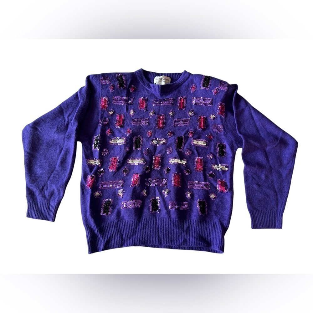 Vintage Vibrant Purple Embellished Sweater